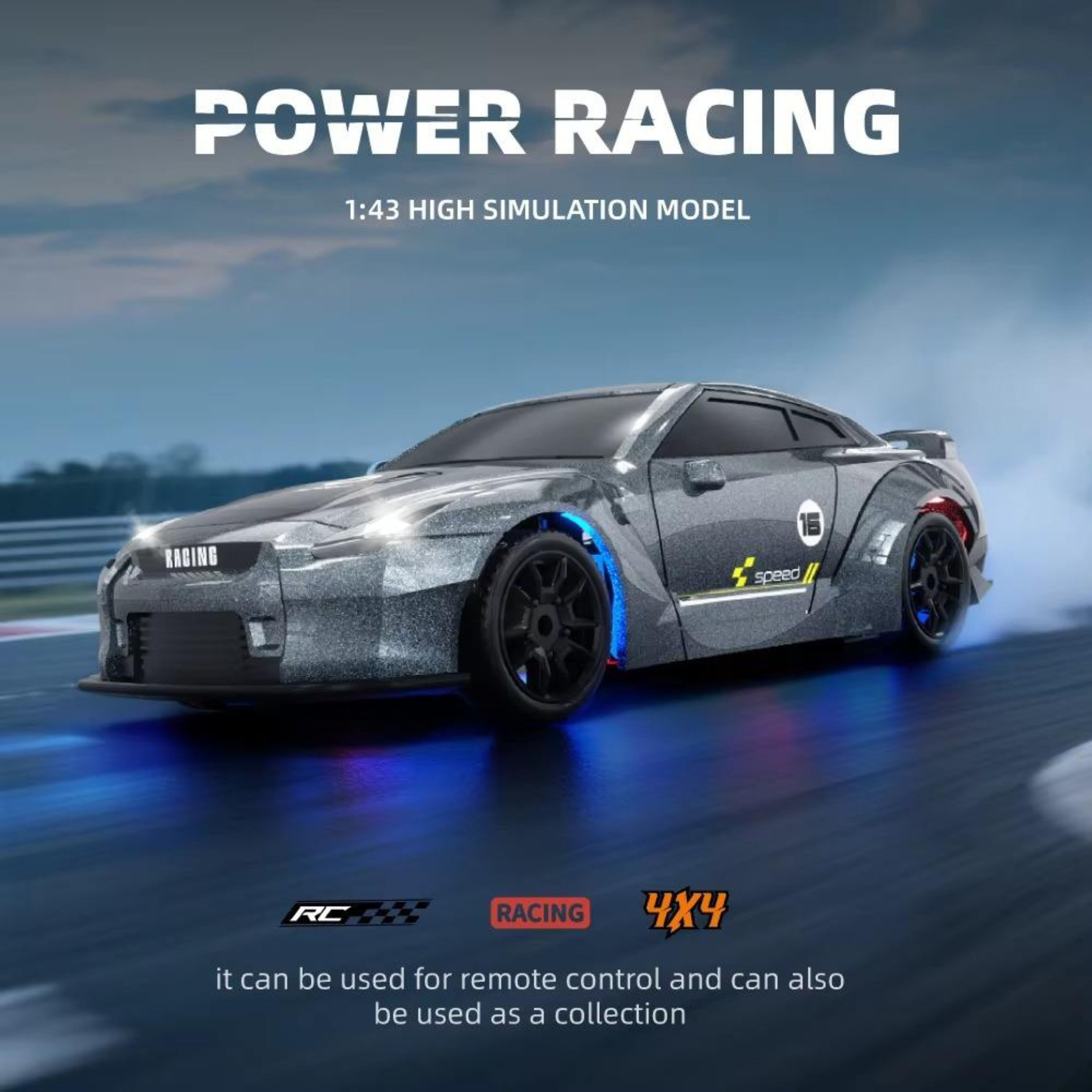 Krishiv RCS Desktop Drifter 1:43 — App Controlled 4WD 15km/h RC Drift Car with LED Lights