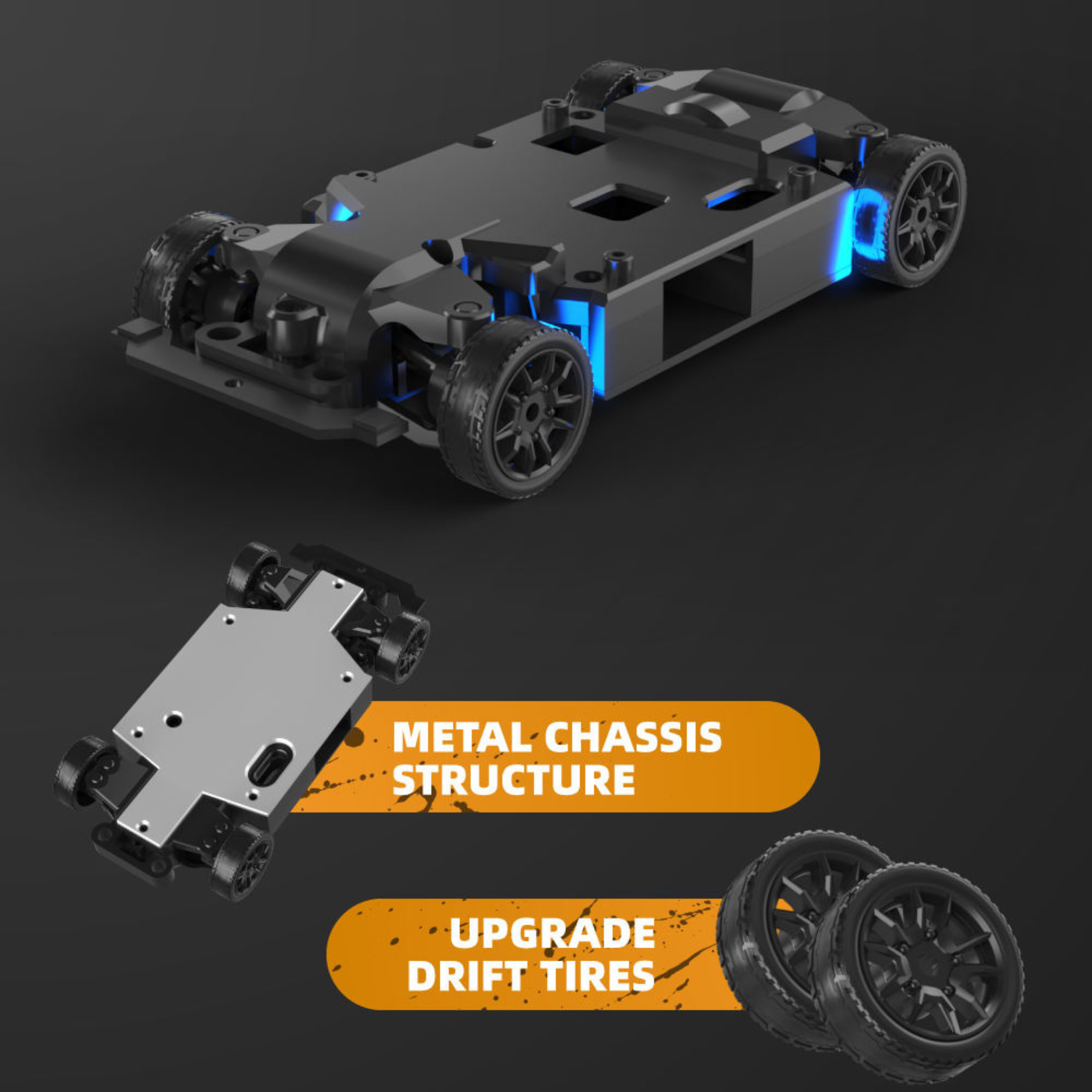 Krishiv RCS Desktop Drifter 1:43 — App Controlled 4WD 15km/h RC Drift Car with LED Lights