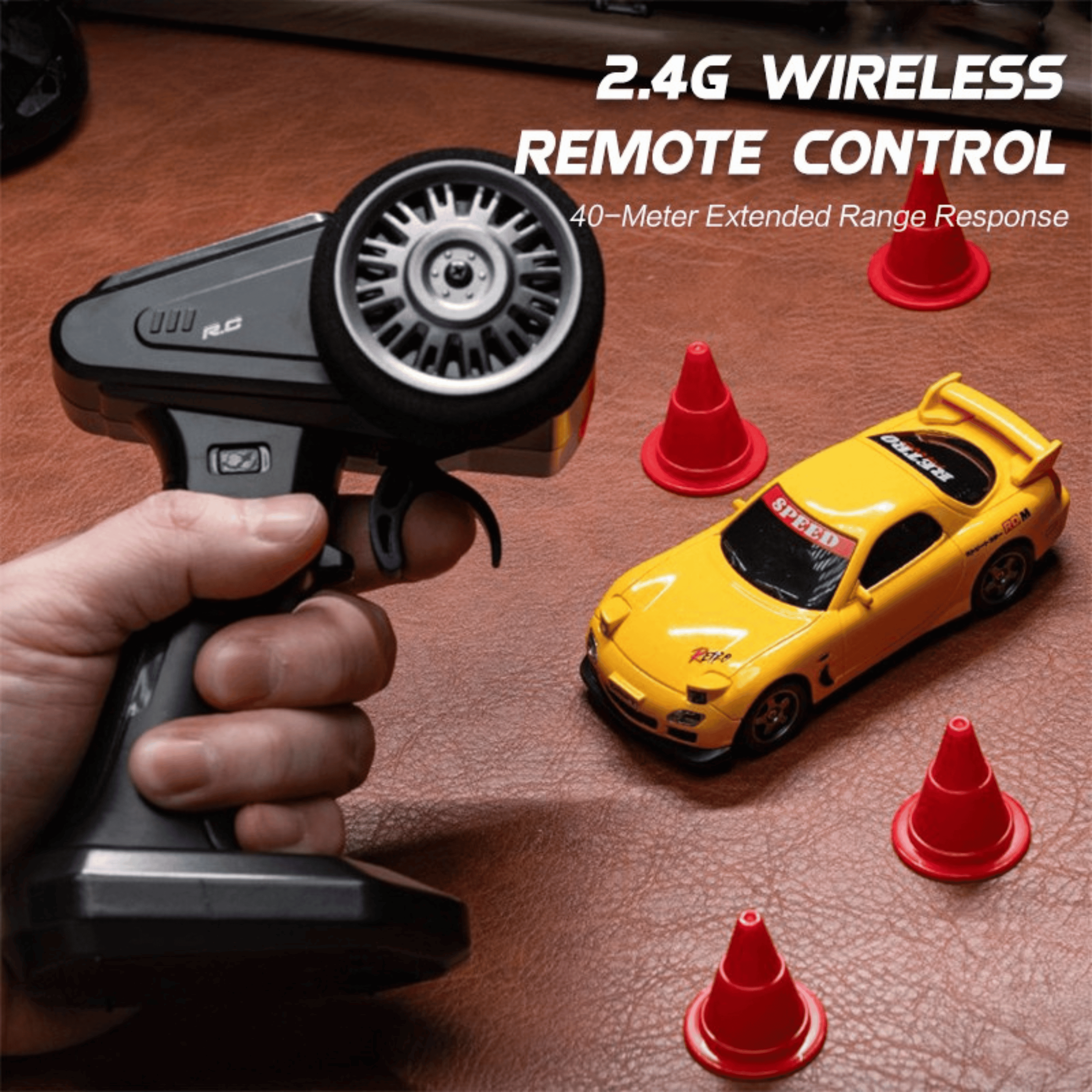 Krishiv RCS RC Drift Car for Kids Adults - 1:43 Scale 4WD Proportional Steering Remote Control Car with LED Lights High Speed 25km/h Toy Gift