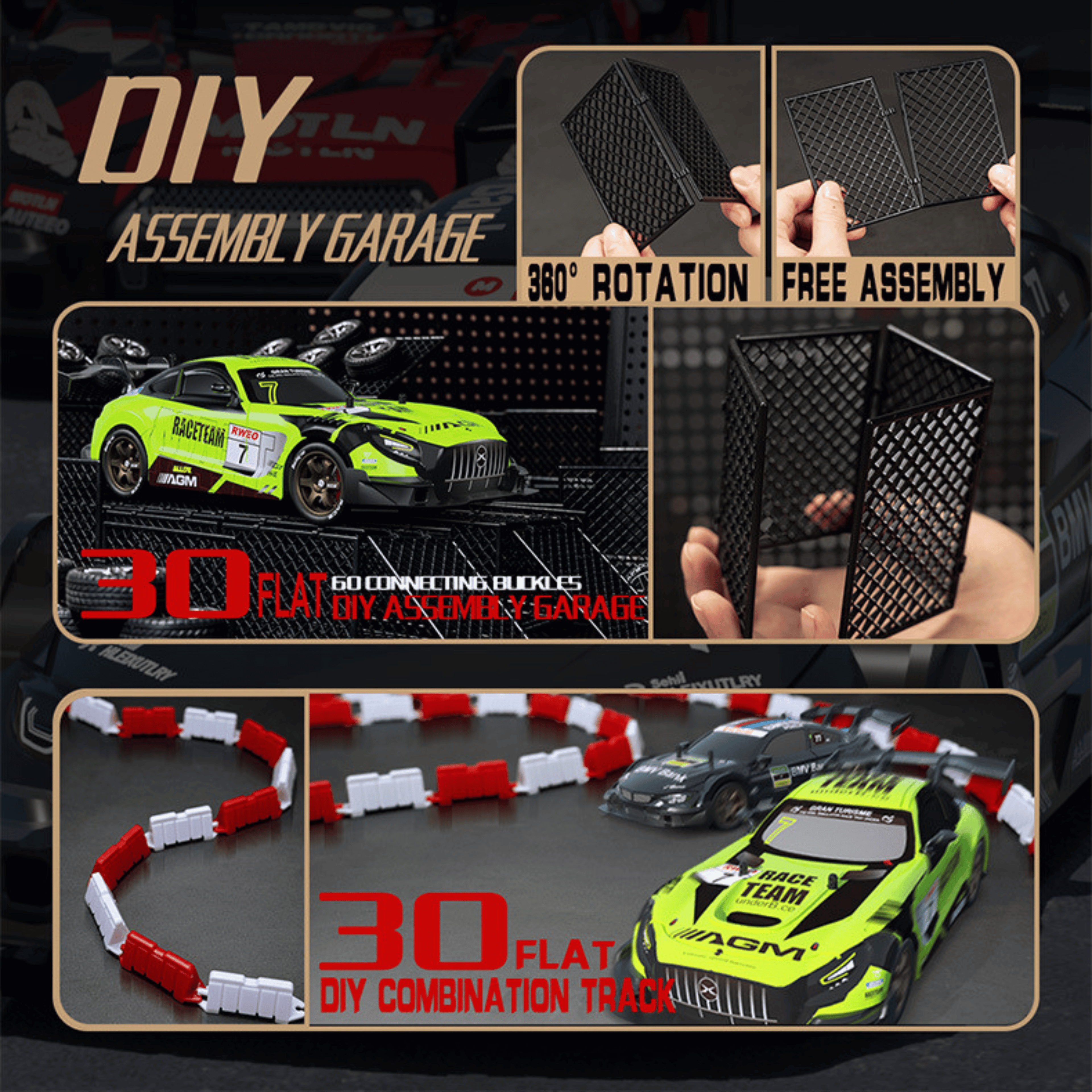 Krishiv RCS 1:16 Scale RC Drift Car 4WD with ESP Gyro Stability System 2.4GHz Proportional Control LED Lights High Speed 30 km/h Remote Control Car for Kids and Adults