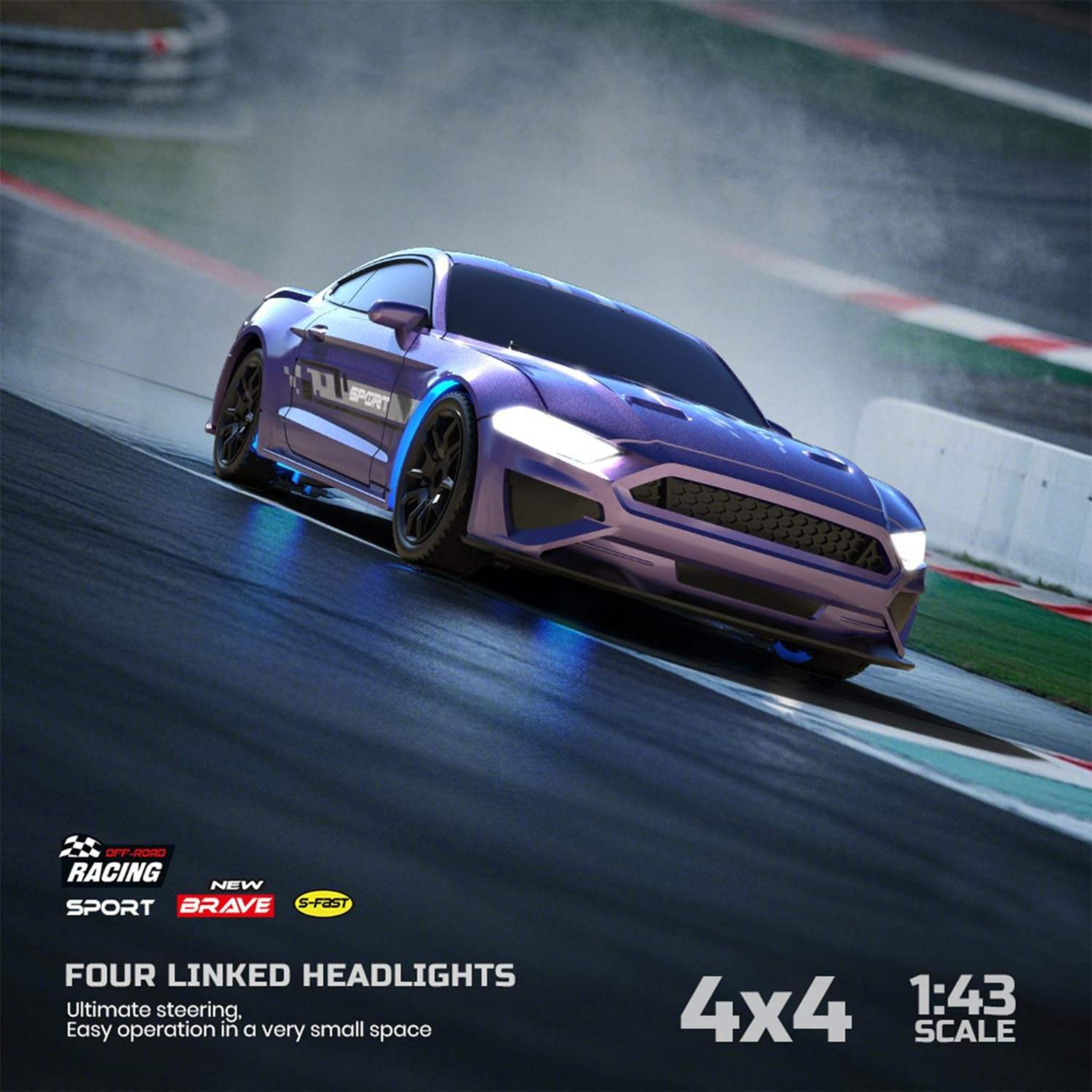 Krishiv RCS Desktop Drifter 1:43 — App Controlled 4WD 15km/h RC Drift Car with LED Lights
