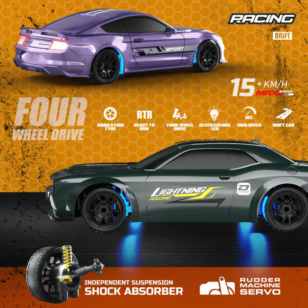 Krishiv RCS Desktop Drifter 1:43 — App Controlled 4WD 15km/h RC Drift Car with LED Lights