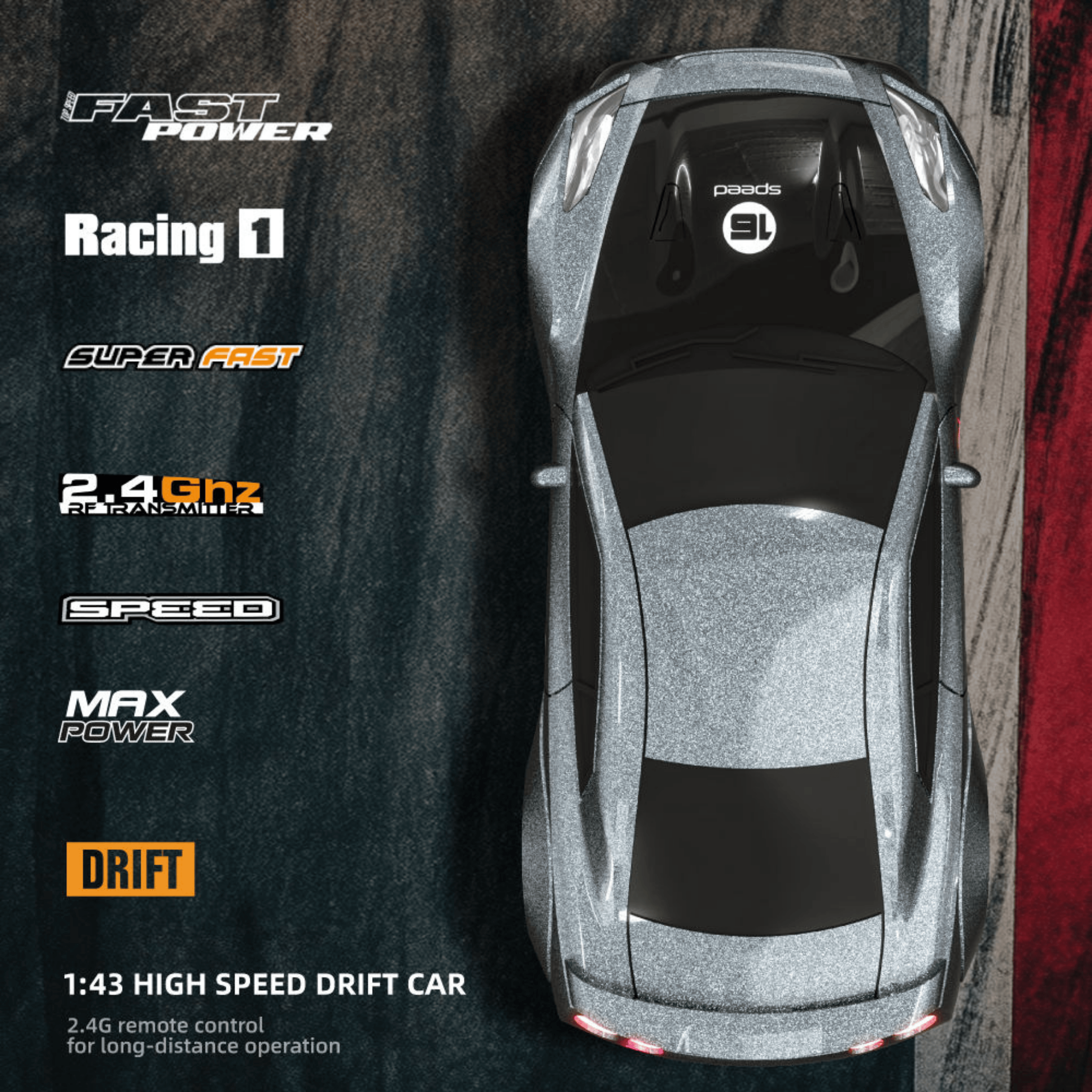 Krishiv RCS RC Drift Car for Kids Adults - 1:43 Scale 4WD Proportional Steering App Controlled Remote Control Car with LED Lights High Speed 15km/h Toy Gift