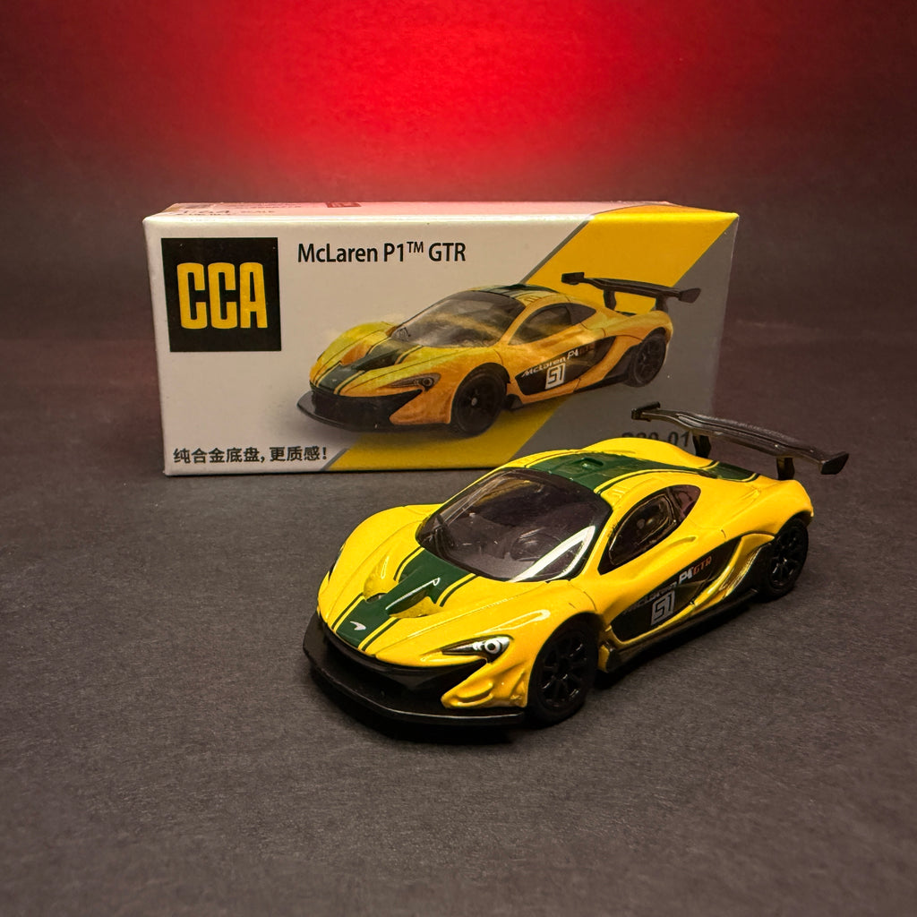 CCA McLaren P1 GTR 1:64 Premium Diecast — Yellow Green | Metal Body | Collector's Edition