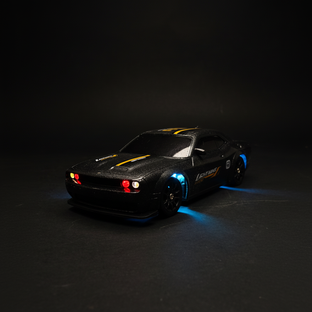 Krishiv RCS Desktop Drifter 1:43 — Dodge Challenger SRT Hellcat Redeye App Controlled 4WD RC Drift Car with LED Lights