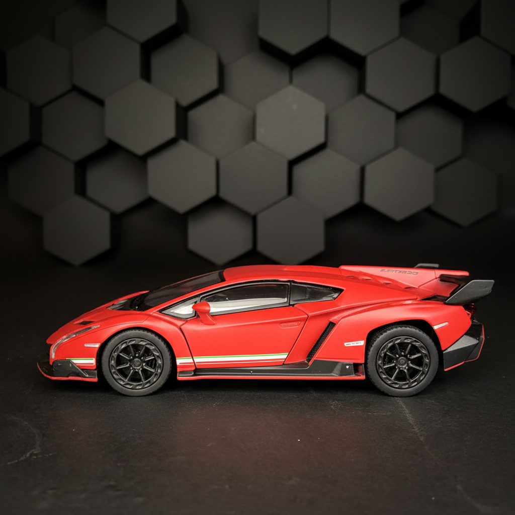 Lamborghini Veneno Red – Geometric hexagon background