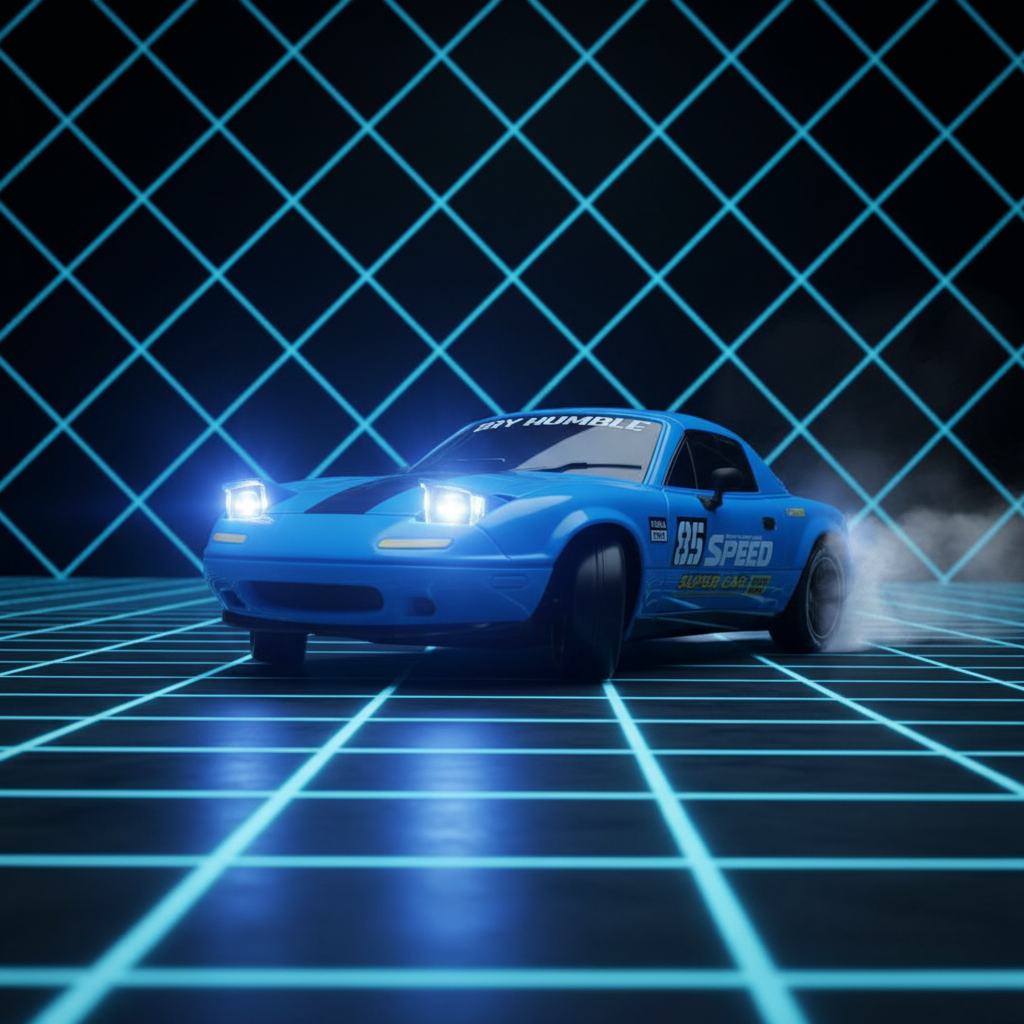 Speed 4WD Drift Racing X – Drifting action shot with neon diamond grid background