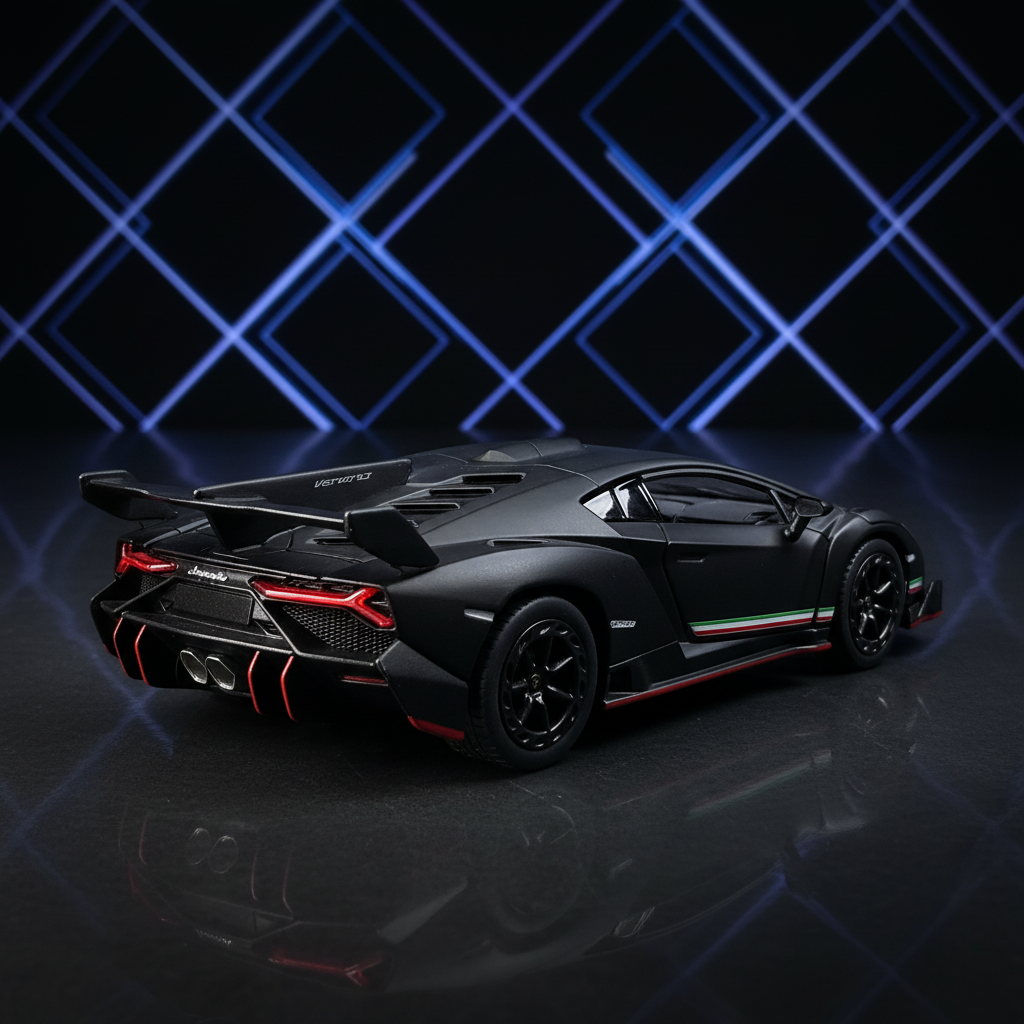 Lamborghini Veneno Matte Black – Diamond grid background