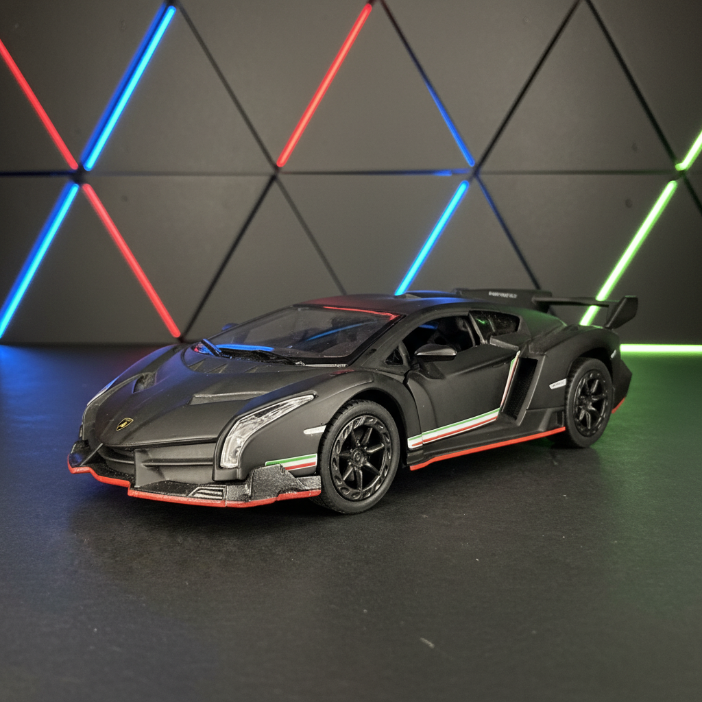 Lamborghini Veneno Matte Black – Geometric triangle background