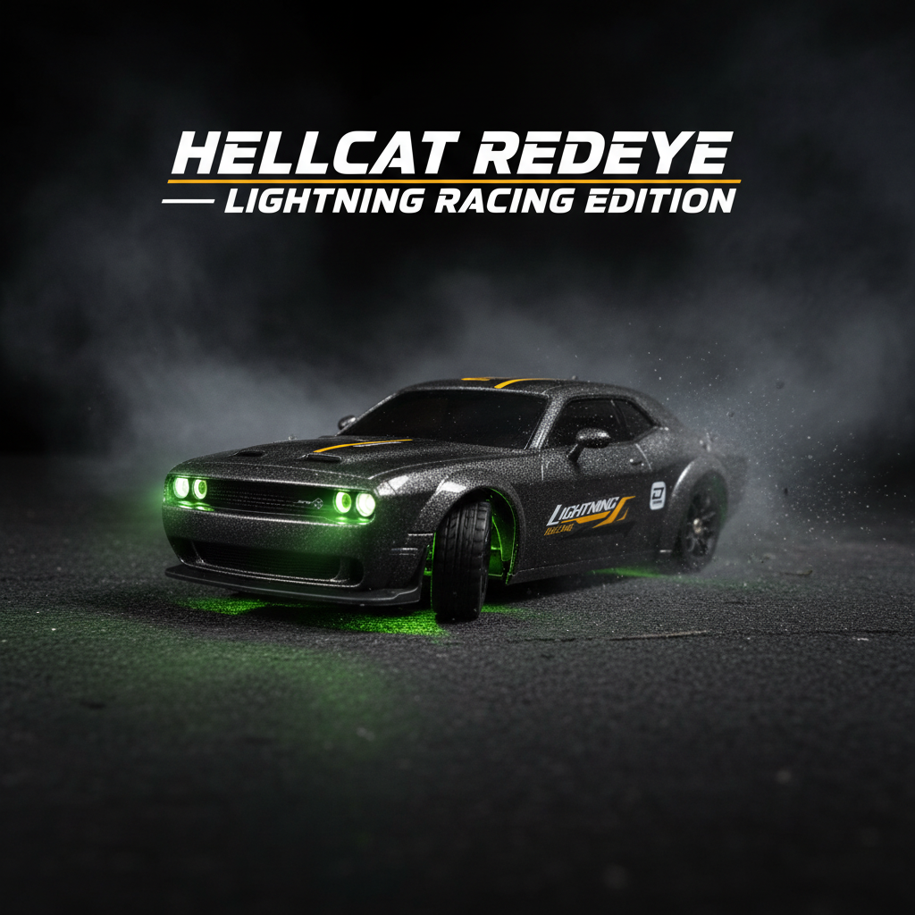 Krishiv RCS Desktop Drifter 1:43 — Dodge Challenger SRT Hellcat Redeye App Controlled 4WD RC Drift Car with LED Lights