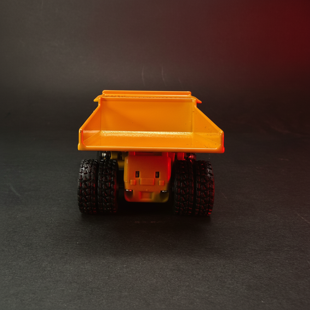 RC Dump Truck Rear View - Dark Background