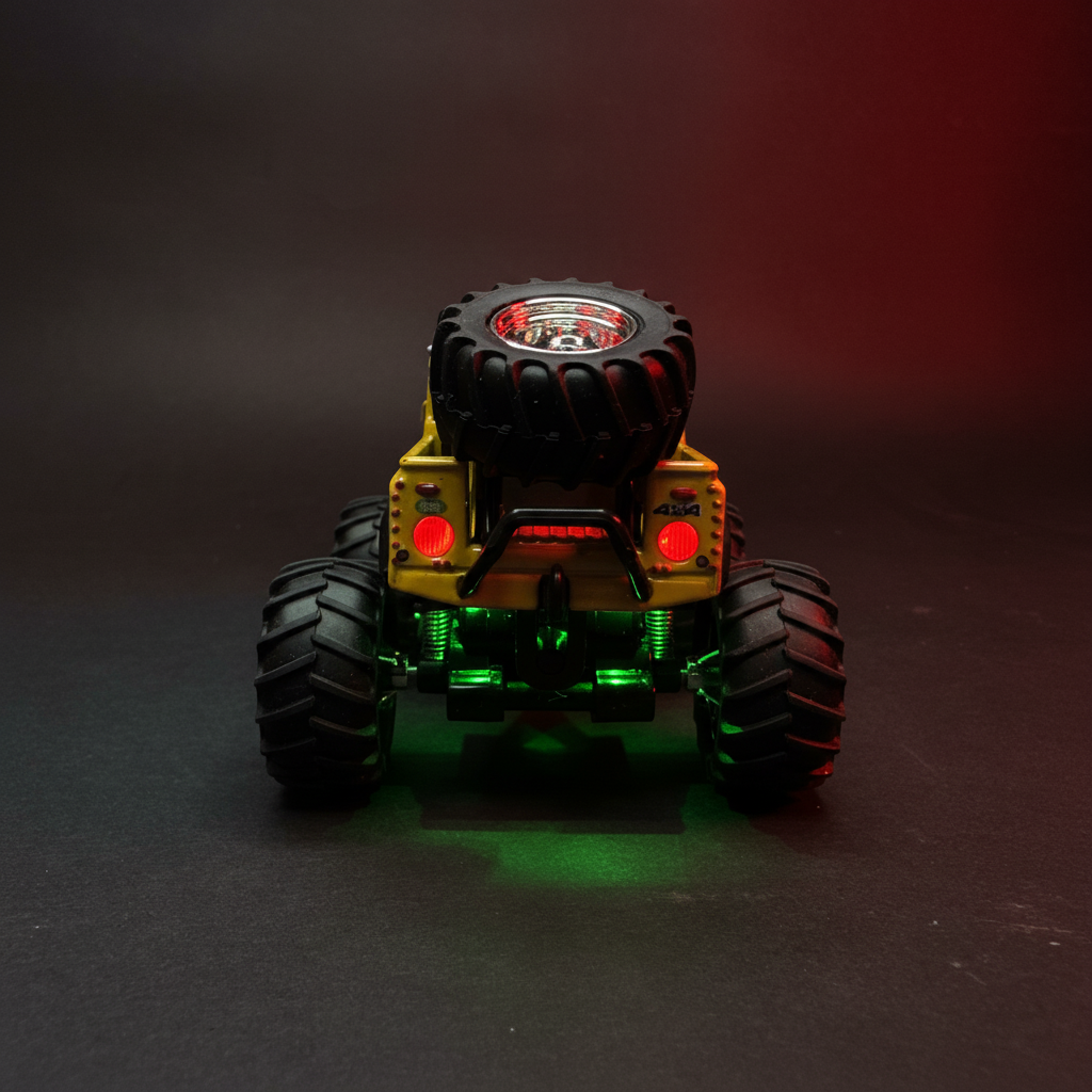 Crazy Off-Road RC Monster Truck Front View - Dark Background