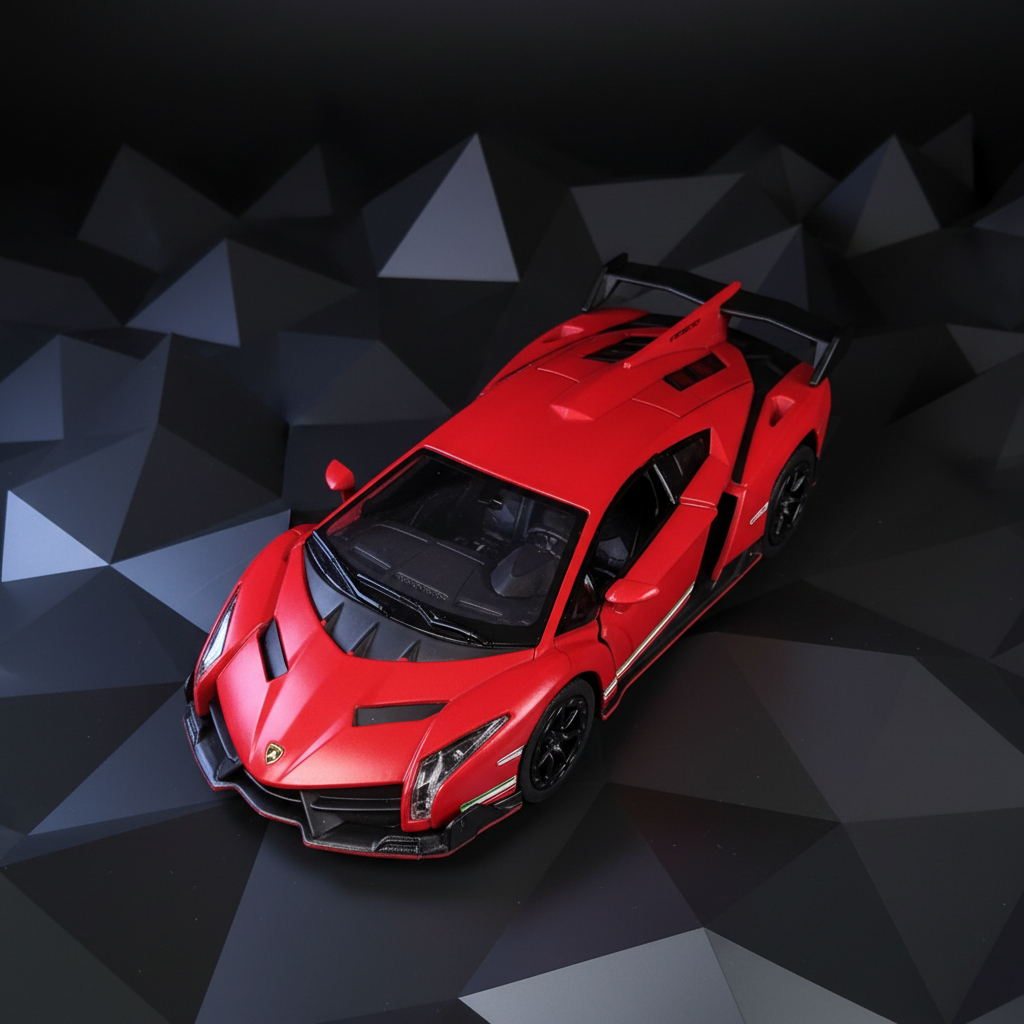 Lamborghini Veneno Red – Top-down low-poly background