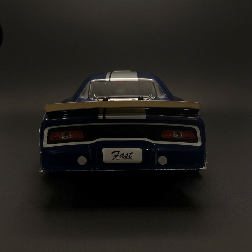 Hurricane RC Car Rear View - Dark Background Red Accent