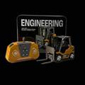 Trasped RC Forklift 1:64 with remote and gift tin box – dark background