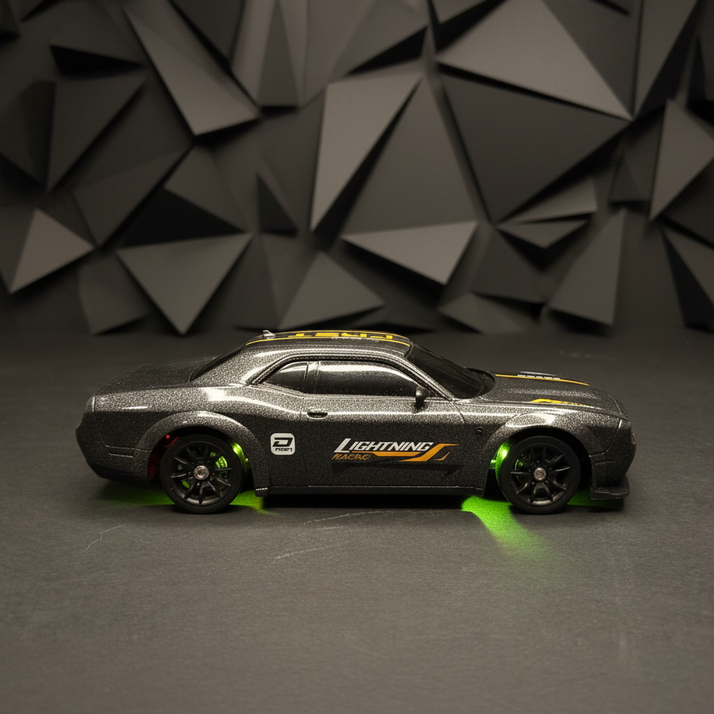 Krishiv RCS Desktop Drifter 1:43 — Dodge Challenger SRT Hellcat Redeye App Controlled 4WD RC Drift Car with LED Lights