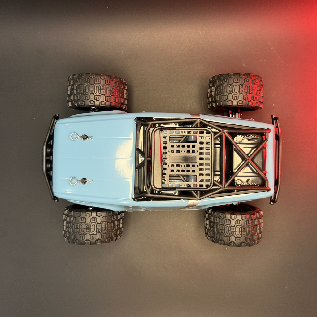 Strong Sandstorm RC Monster Truck – dynamic action angle dark background