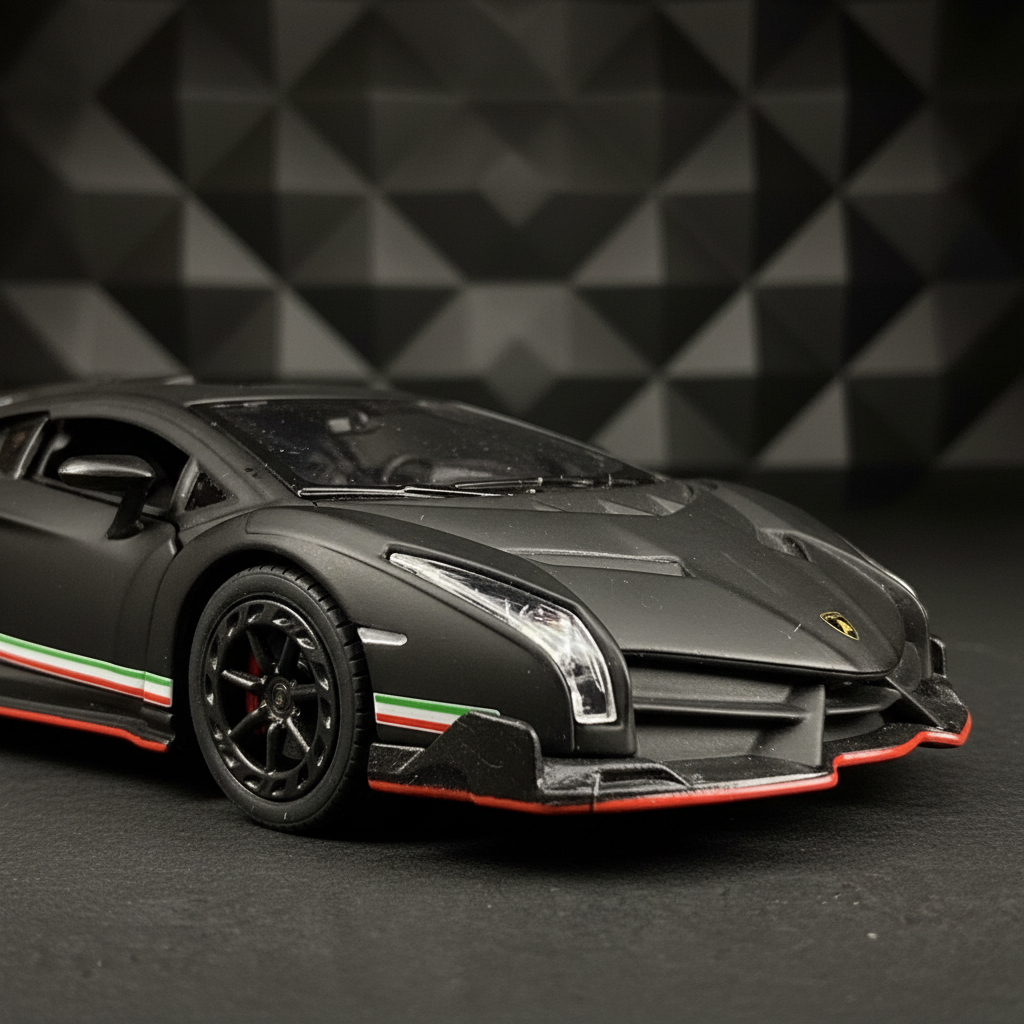 Lamborghini Veneno Matte Black – Front bumper close-up