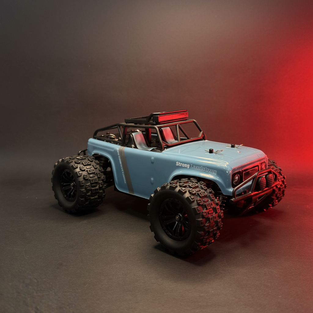 Strong Sandstorm RC Monster Truck – direct rear view dark background