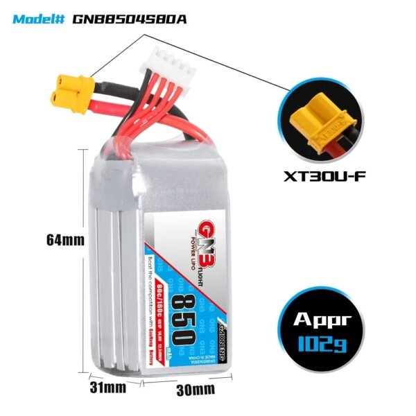 GNB 850mAh 4S1P 14.8V 80C Lipo Battery