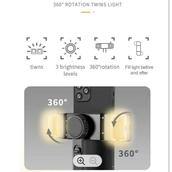 Selfie Stick with Gimbal Stabilizer & LED Light