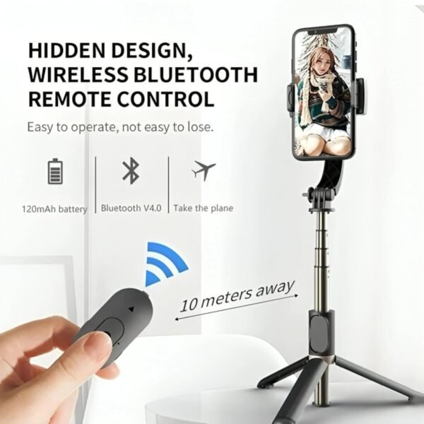 Selfie Stick with Gimbal Stabilizer & LED Light