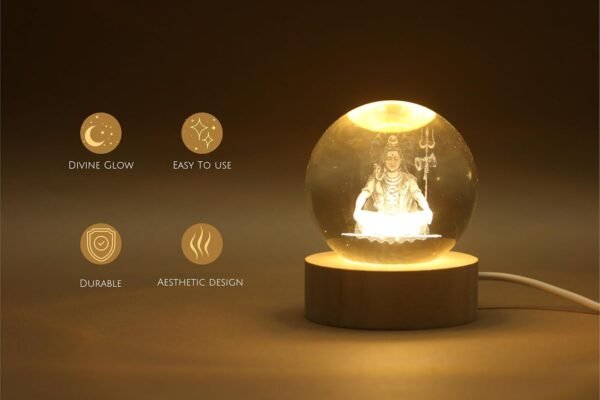 Divine Mahadev Crystal Ball with LED Light
