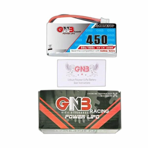 GNB 450mAh 1S1P 3.7V PH2.0 80C Square Type Lipo Battery